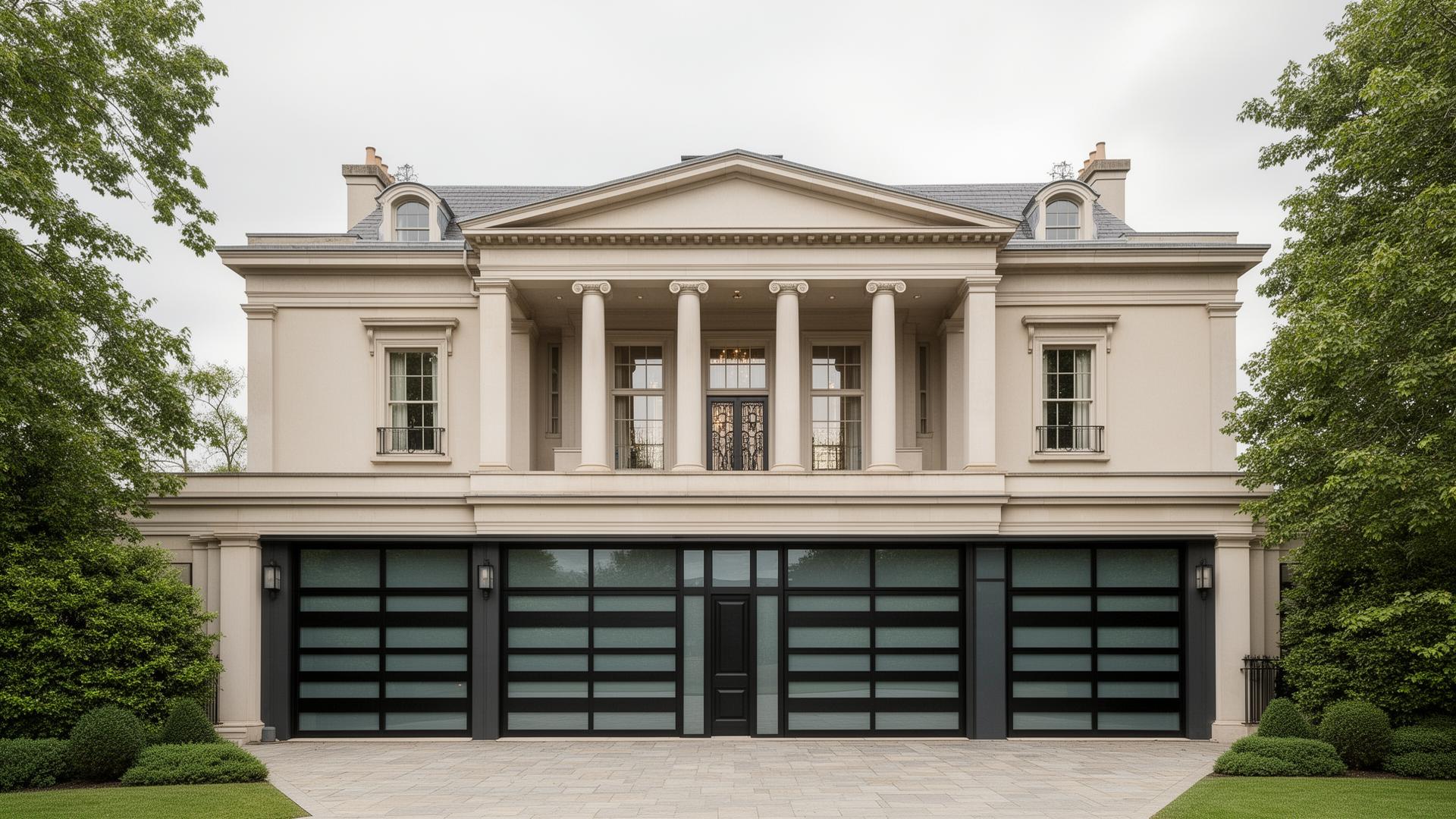 Professional garage door installation by Garage Door Northbridge - Modern glass and aluminum garage doors on residential home in Northbridge, MA